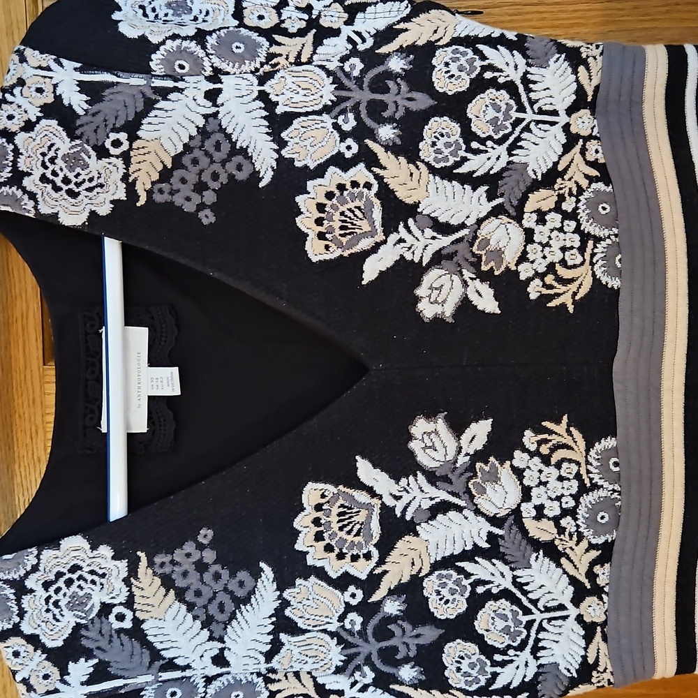Ett Twa By Anthropogie Soiree Floral Embroidered Fit & Flare Dress Sz. 10 - Picture 5 of 9